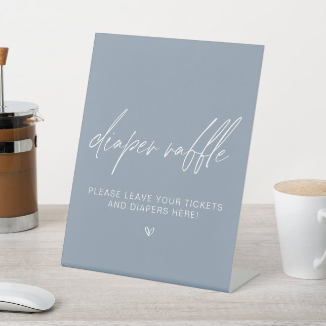 Signe De Table Dusty Blue Minimalist Douche Raffle (In SItu)