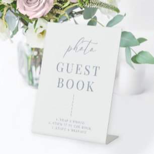 Signe De Table Dusty Blue Modern Elegant Wedding Photo Livre d'or