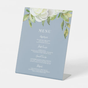 Signe De Table Dusty Blue Spring Floral Peony Menu Mariage