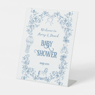 Signe De Table Dusty Blue Vintage Floral Baby shower accueil