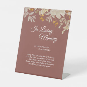 Signe De Table Dusty Rose Boho d'automne Mariage en mémoire d'amo