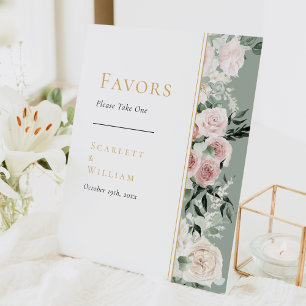 Signe De Table Dusty Rose Floral Gold Sage Green Wedding Faveurs