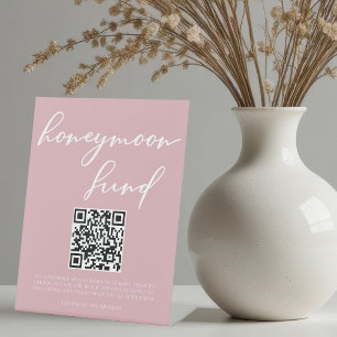Signe De Table Dusty Rose rose Mariage fonds Lune de miel Code QR