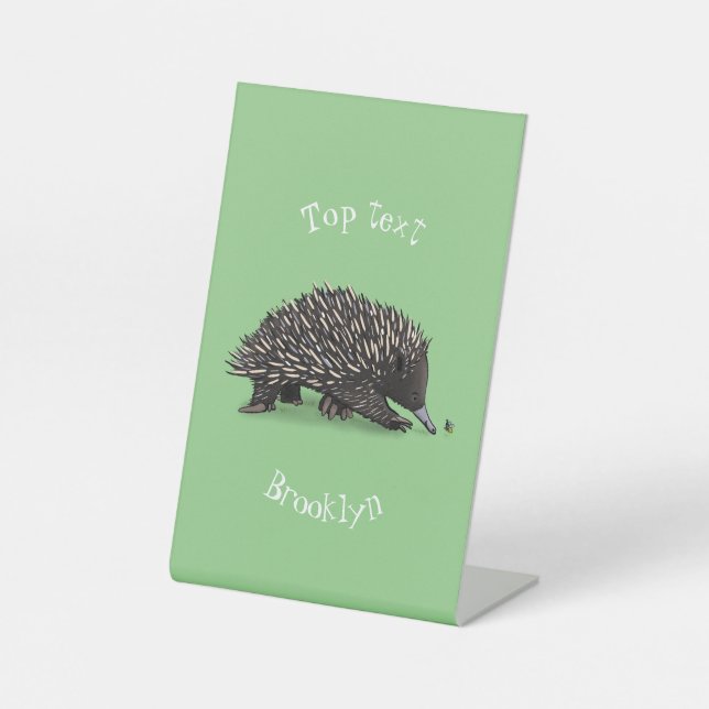 Signe De Table Echidna mignonne avec dessin animé d'abeille (Recto)