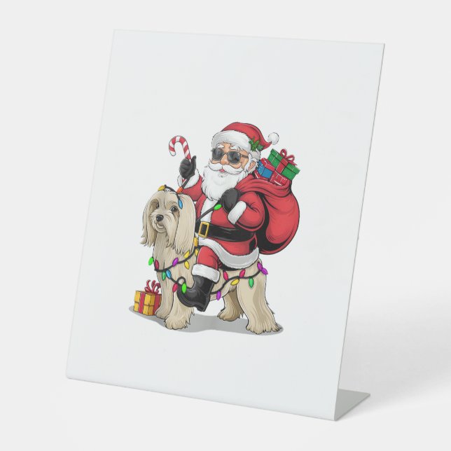 Signe De Table Éclairage de Noël Havanais Père Noël équitation Ch (Recto)