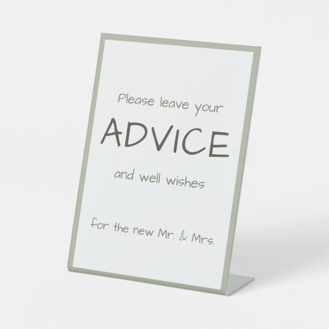 Signe De Table Ecriture Décontractée Dusty Vert Conseils et souha (Recto)