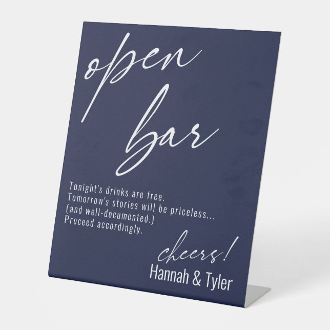 Signe De Table Écriture manuscrite contemporaine Funny Navy Bleu  (Recto)