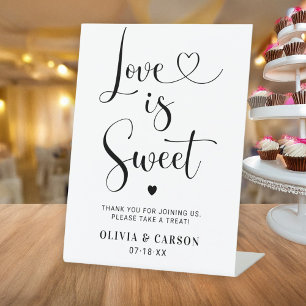Signe De Table Écriture Moderne du Cœur L'Amour est Doux Mariage