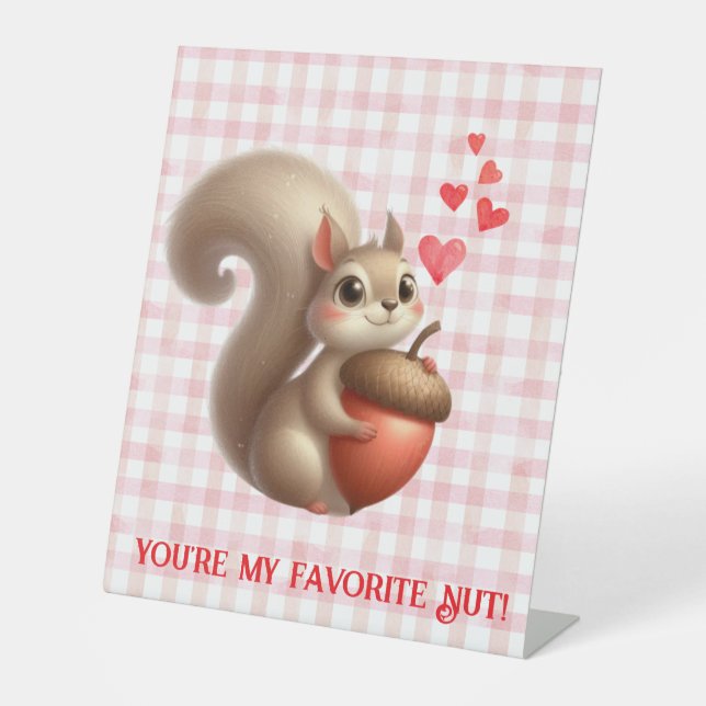 Signe De Table Écureuil mignon drôle de la Saint-Valentin (Recto)