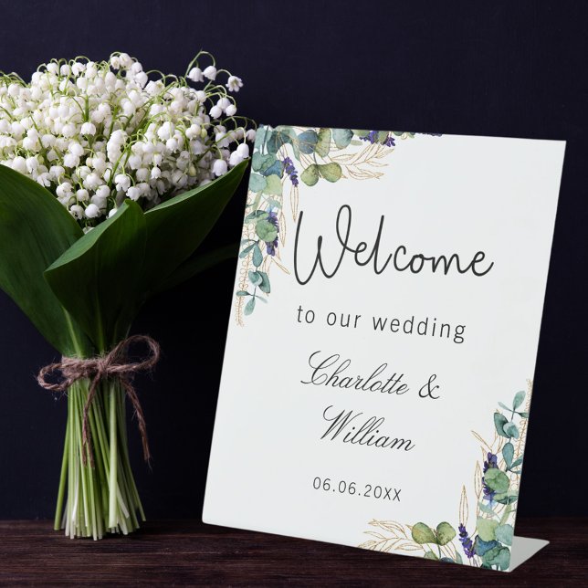 Signe De Table Eeucalyptus mariage verdure accueil élégant (Créateur téléchargé)