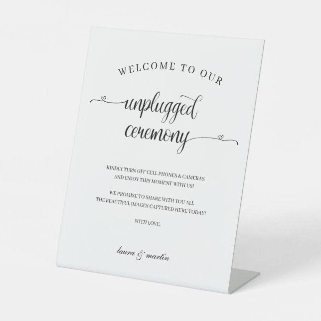 Signe De Table Elégance Black Heart Script Unplugged Ceremony (Recto)