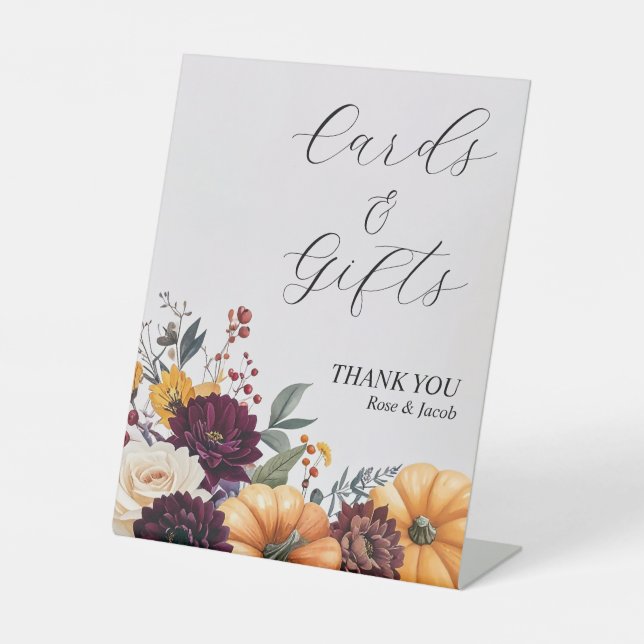 Signe De Table Élégance d'automne Cartes de Mariage & Cadeaux Sig (Recto)