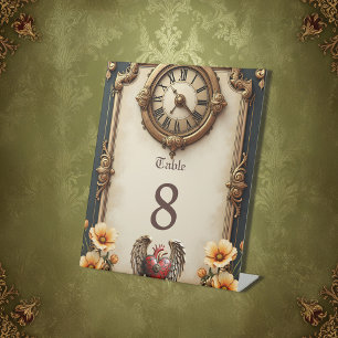 Signe De Table Elégance vintage : une horloge et un coeur élégant