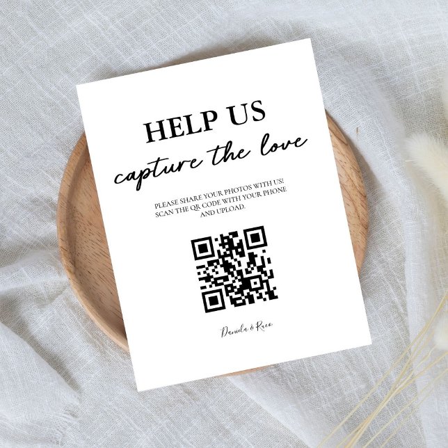Signe De Table Élégant Aidez-nous à saisir le code QR d'amour (Créateur téléchargé)