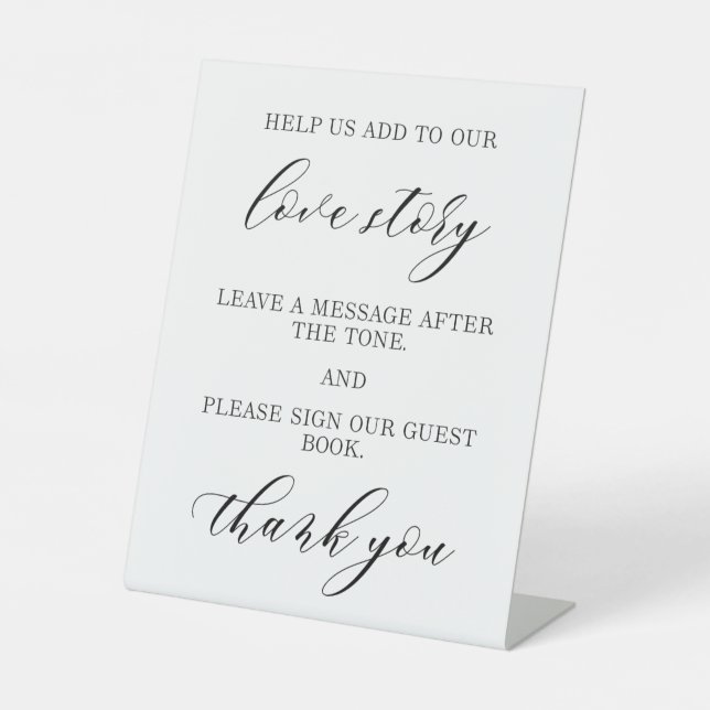 Signe De Table  Elegant Audio Guest Book Wedding Tabletop Sign  (Recto)