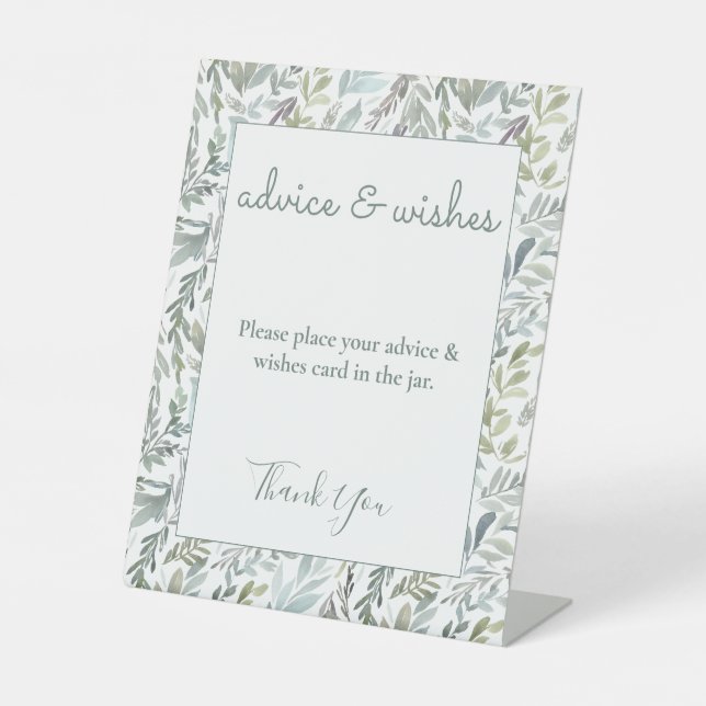 Signe De Table Elégant Baby shower d'aquarelle botanique (Recto)