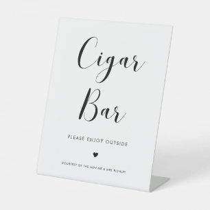 Signe De Table Elégant bar à cigares noir et blanc Mariage