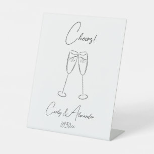 Signe De Table Elégant Bar Mariage en verre de champagne