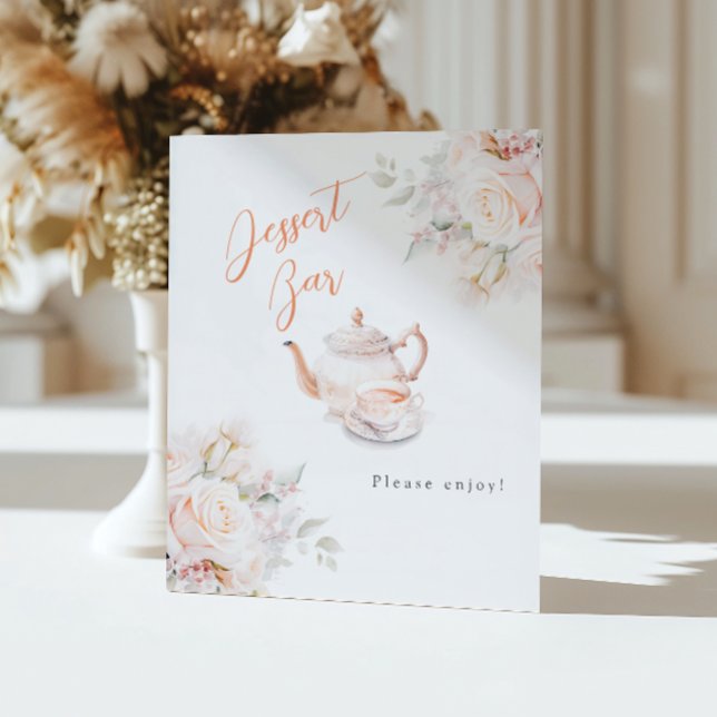 Signe De Table Elégant bar Rose de fête du thé de la nuptiale (Créateur téléchargé)
