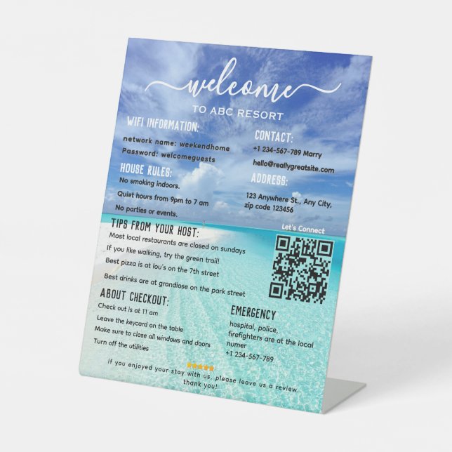 Signe De Table Elégant Beach Vacances Location Maison Bienvenue P (Recto)