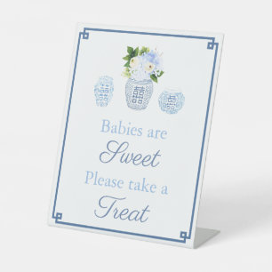 Signe De Table Elégant bleu blanc Baby shower floral Favoriser la