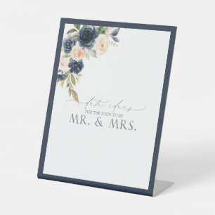 Signe De Table Elégant bleu marine Blush rose Floral Idées Date