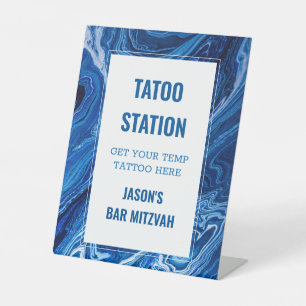 Signe De Table Elégant Blue Ocean Waves Bar Mitzvah