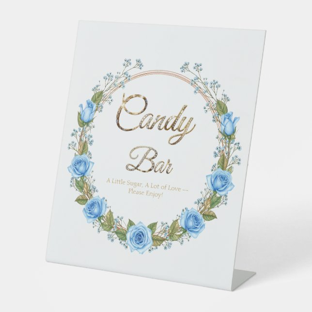 Signe De Table Elegant Blue Roses & Baby’s Breath Candy Bar (Recto)
