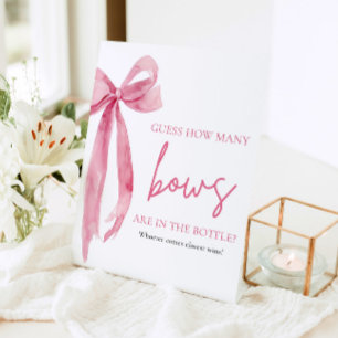 Signe De Table Elégant Blush Pink Bow Devine Combien De Bows Jeu