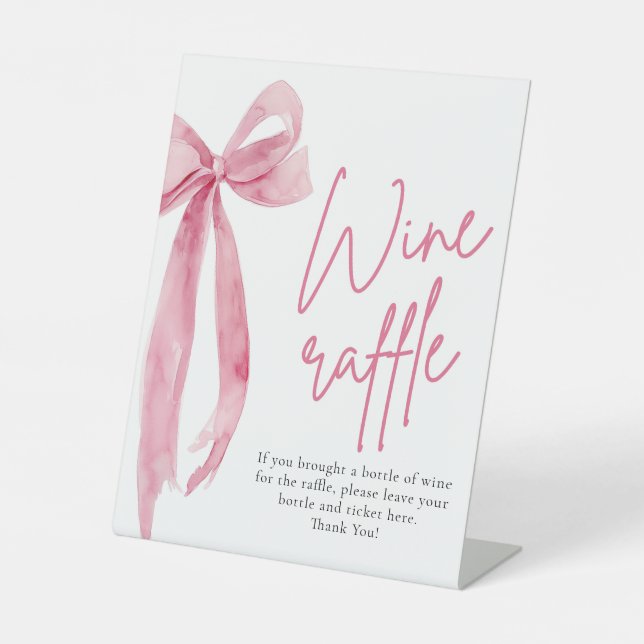 Signe De Table Élégant Blush Pink Bow Wine Raffle Jeu (Recto)
