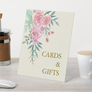 Signe De Table Élégant Bohème Rose Pâle Floral Aquarelle Mariage