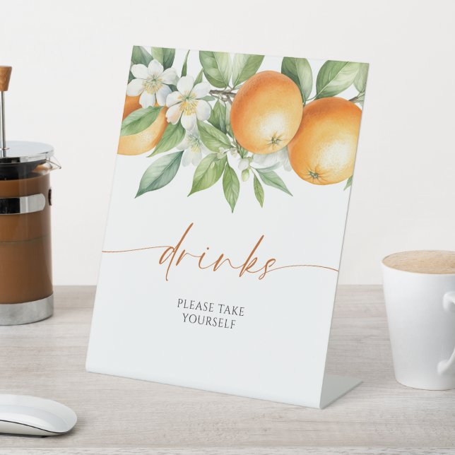 Signe De Table Élégant Boissons Florales Oranges (In SItu)