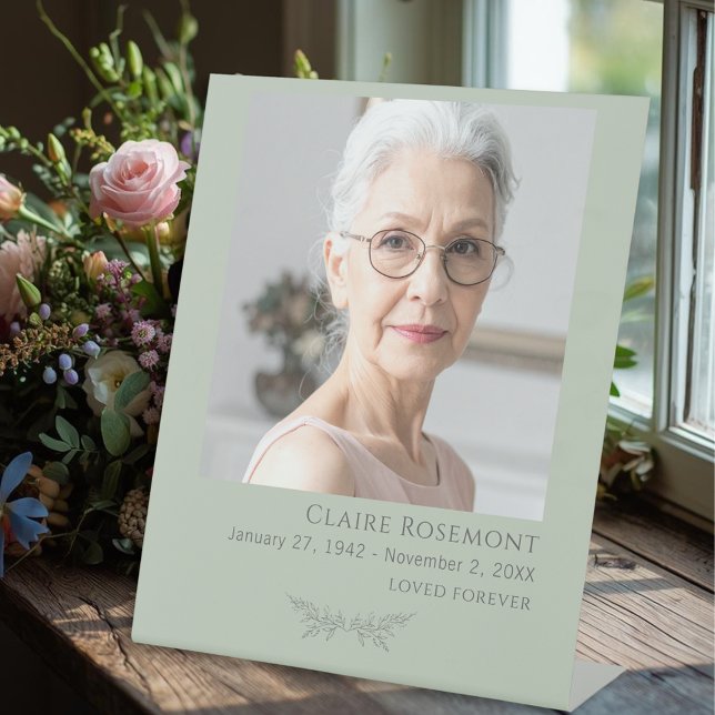 Signe De Table Elegant Botanical Photo Funeral Pedestal Sign (Elegant Botanical Photo Funeral Pedestal Sign
)