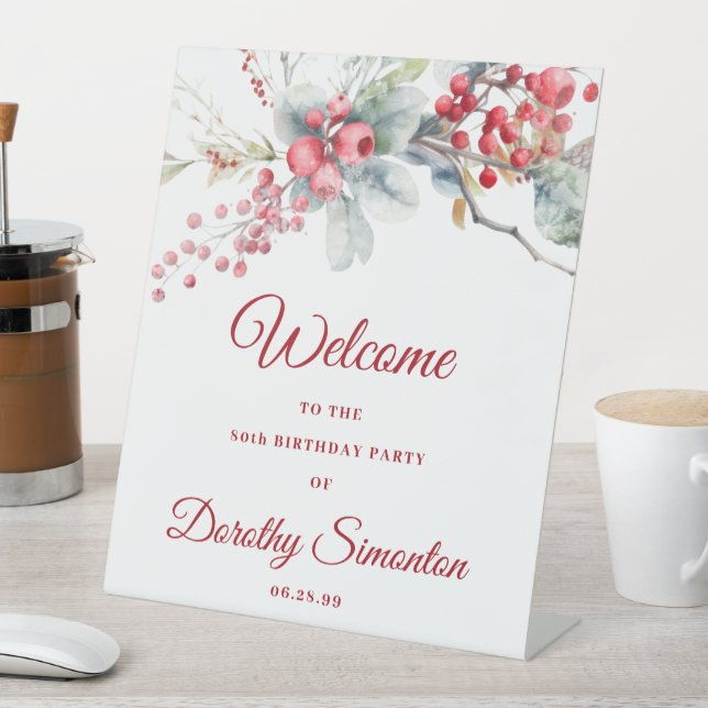 Signe De Table Elégant Botanique de Berry d'hiver 80e anniversair (In SItu)