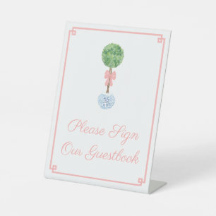 Signe De Table Elégant Boxwood Baby Girl Baby shower livre d'or