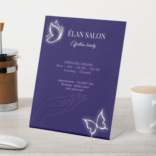 Signe De Table Elegant Butterfly Glow Chic Beauty Salon (In SItu)