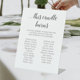 Signe De Table Élégant Cette Bougie Brûle Mémorial De Réunion De 