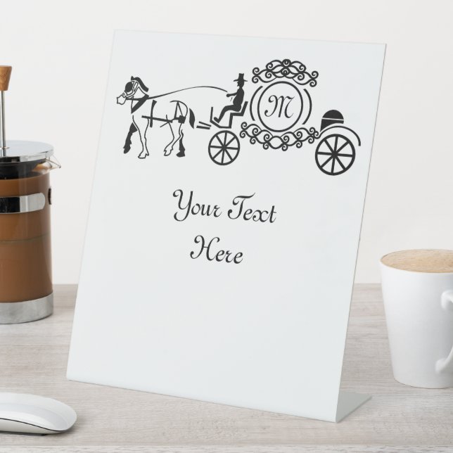Signe De Table Élégant cheval tiré Mariage Wagon Monogramme (In SItu)