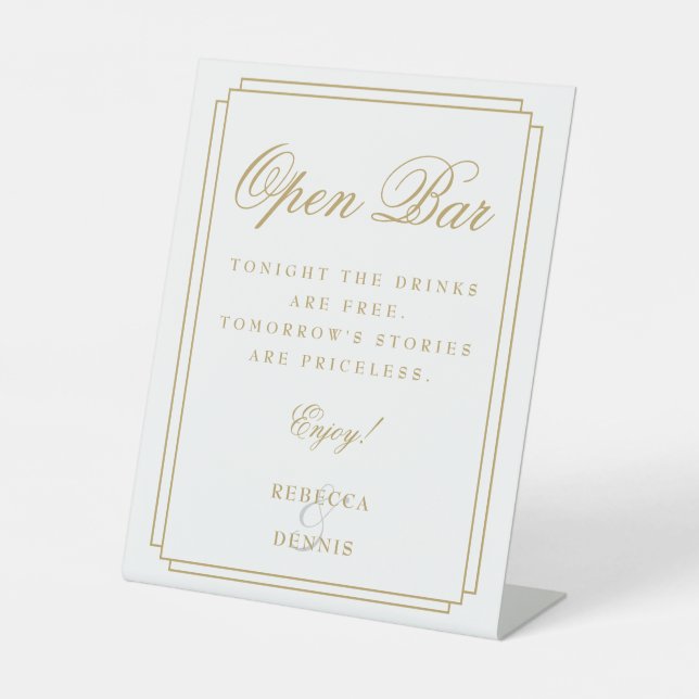 Signe De Table Élégant Chic Gold Art Déco Open Bar (Recto)