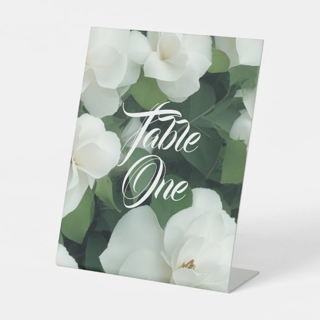 Signe De Table Élégant classique vert botanique blanc floral (Recto)