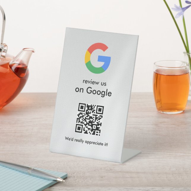 Signe De Table Élégant code QR de critiques Google sur présentoir (In SItu)