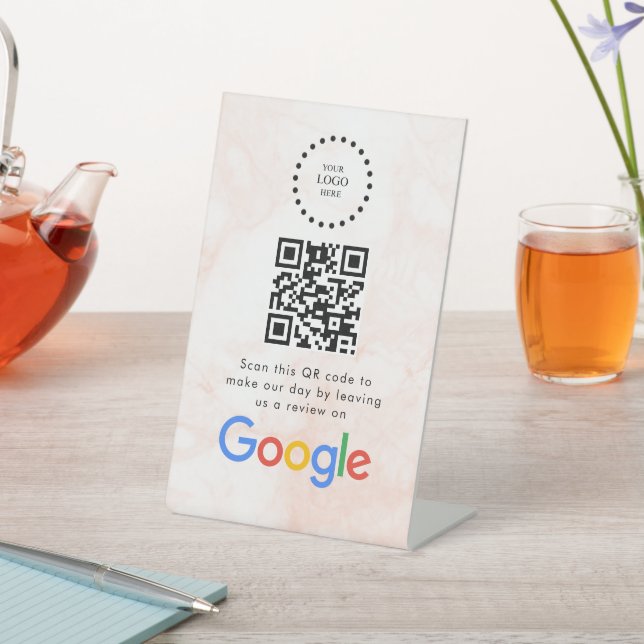 Signe De Table Élégant code QR de critiques Google sur présentoir (In SItu)