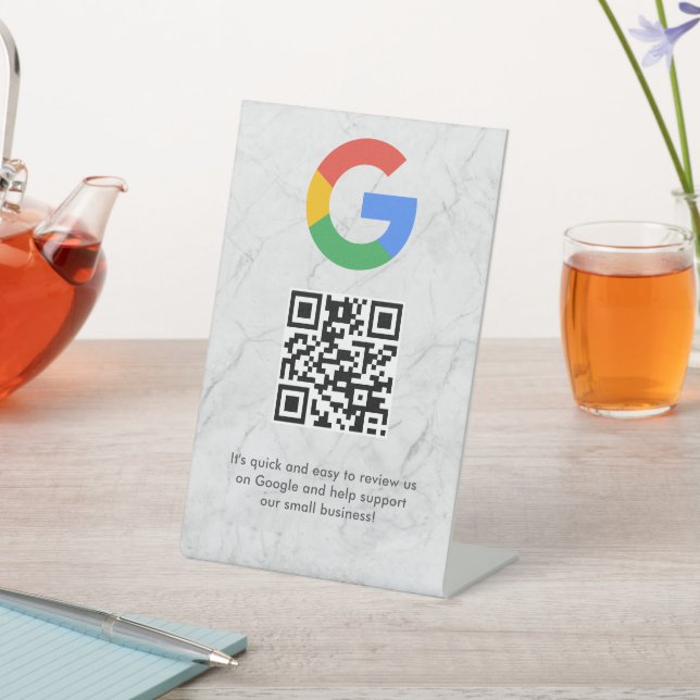 Signe De Table Élégant code QR de critiques Google sur présentoir (In SItu)