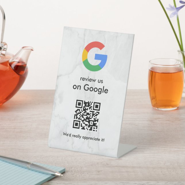 Signe De Table Élégant code QR de critiques Google sur présentoir (In SItu)