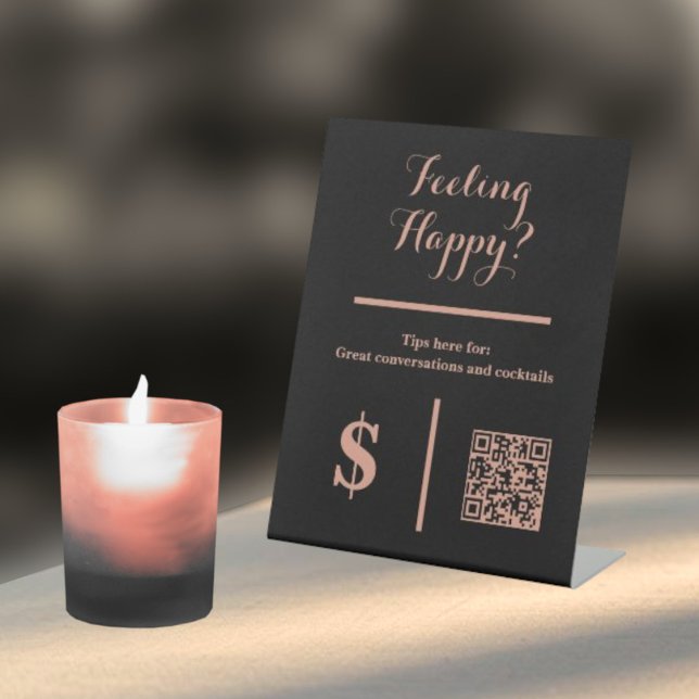 Signe De Table Élégant code QR pour pourboire votre barman  (Créateur téléchargé)