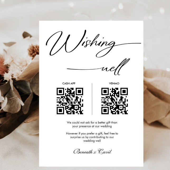 Signe De Table Elégant désir bien lune de miel QR Code Mariage (Créateur téléchargé)