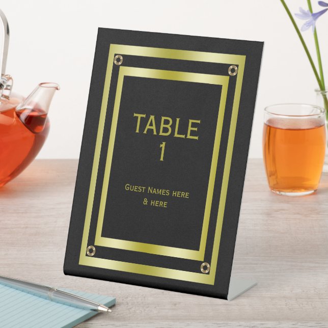 Signe De Table Élégant diplôme encadré noir et or (In SItu)