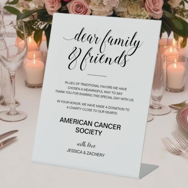 Signe De Table Élégant Don De Charité En Lieu Et Place Des Faveur (Créateur téléchargé)