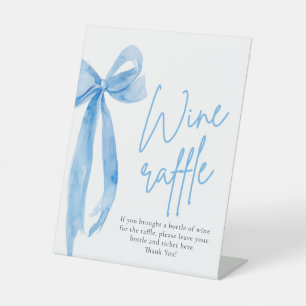 Signe De Table Élégant Dusty Blue Bow Wine Raffle Jeu