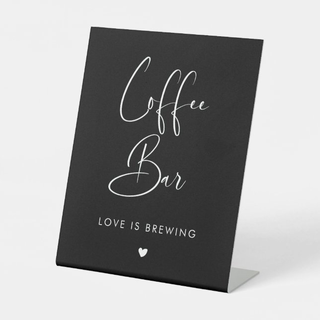 Signe De Table Elégant et moderne mariage Black Coffee Bar (Recto)